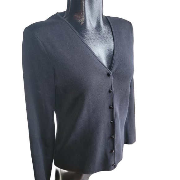 Charter Club Black Silk Blend Button Up  Sweater Cardigan M - Picture 2 of 5